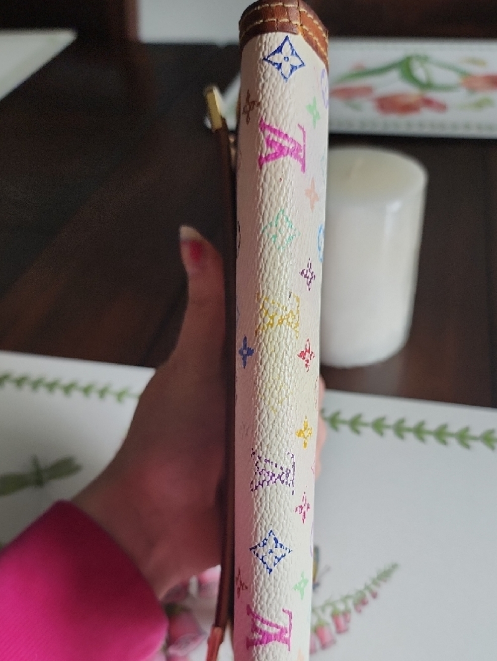 Louis Vuitton White Multicolor Monogram Wallet with Brown Trim - Picture 11 of 16